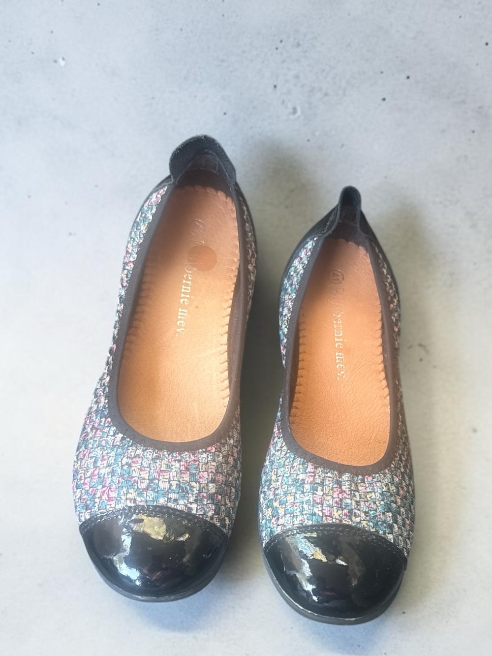 BM Beenie mev. Black Multicolor Tweed Cap-Toe Ballet Flats New 41 Euro/ 9.5 -10